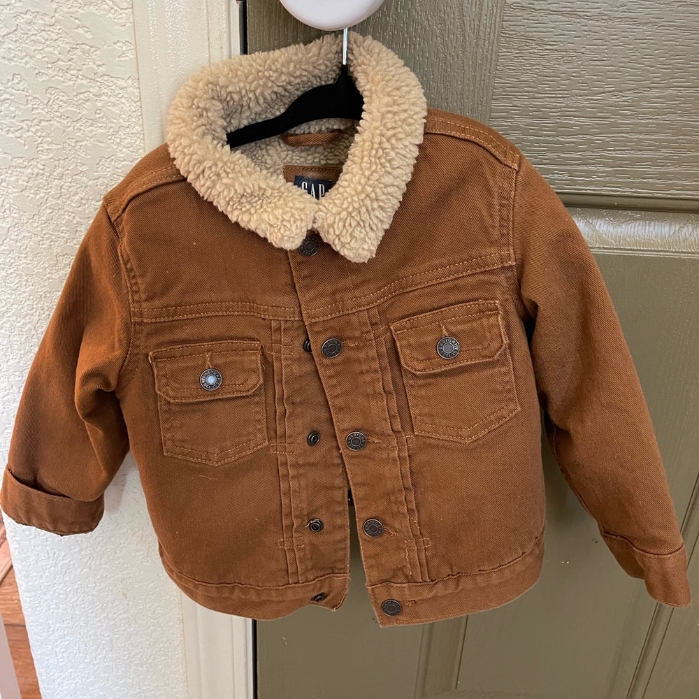 GAP Tan Sherpa-Lined Jean Jacket